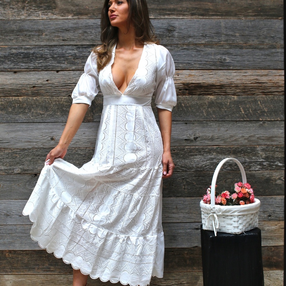 Milkmaid Cottagecore Prairie Boho Maxi Puff Dress
